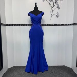 Royal Blue Off Shoulder Formal Long Dress